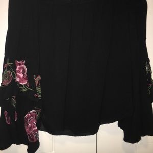 flowy, off the shoulder, long sleeve floral top